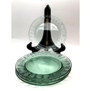 Vtg. Four Transparent Green Coca-Cola Dessert Plates